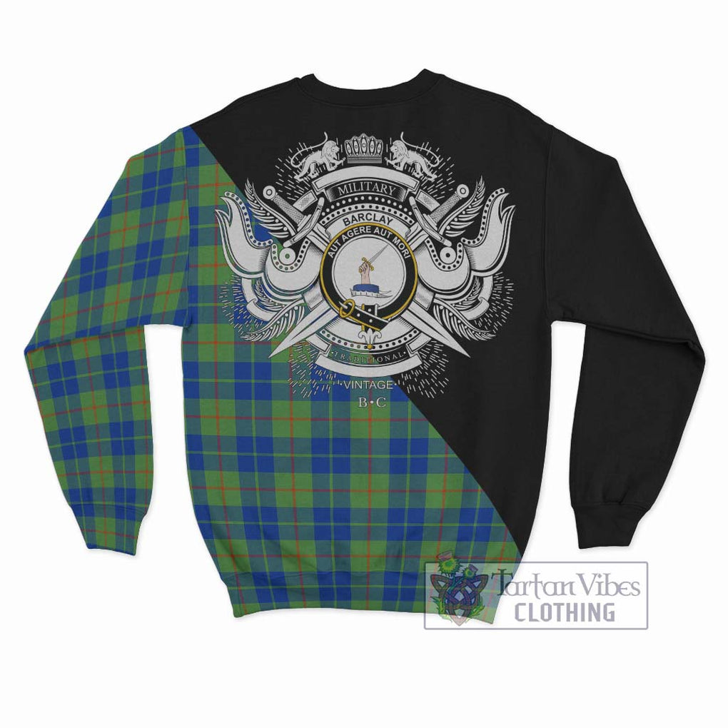 Barclay Hunting Ancient Tartan Sweatshirt with Family Crest and Military Logo Style - Tartanvibesclothing Shop