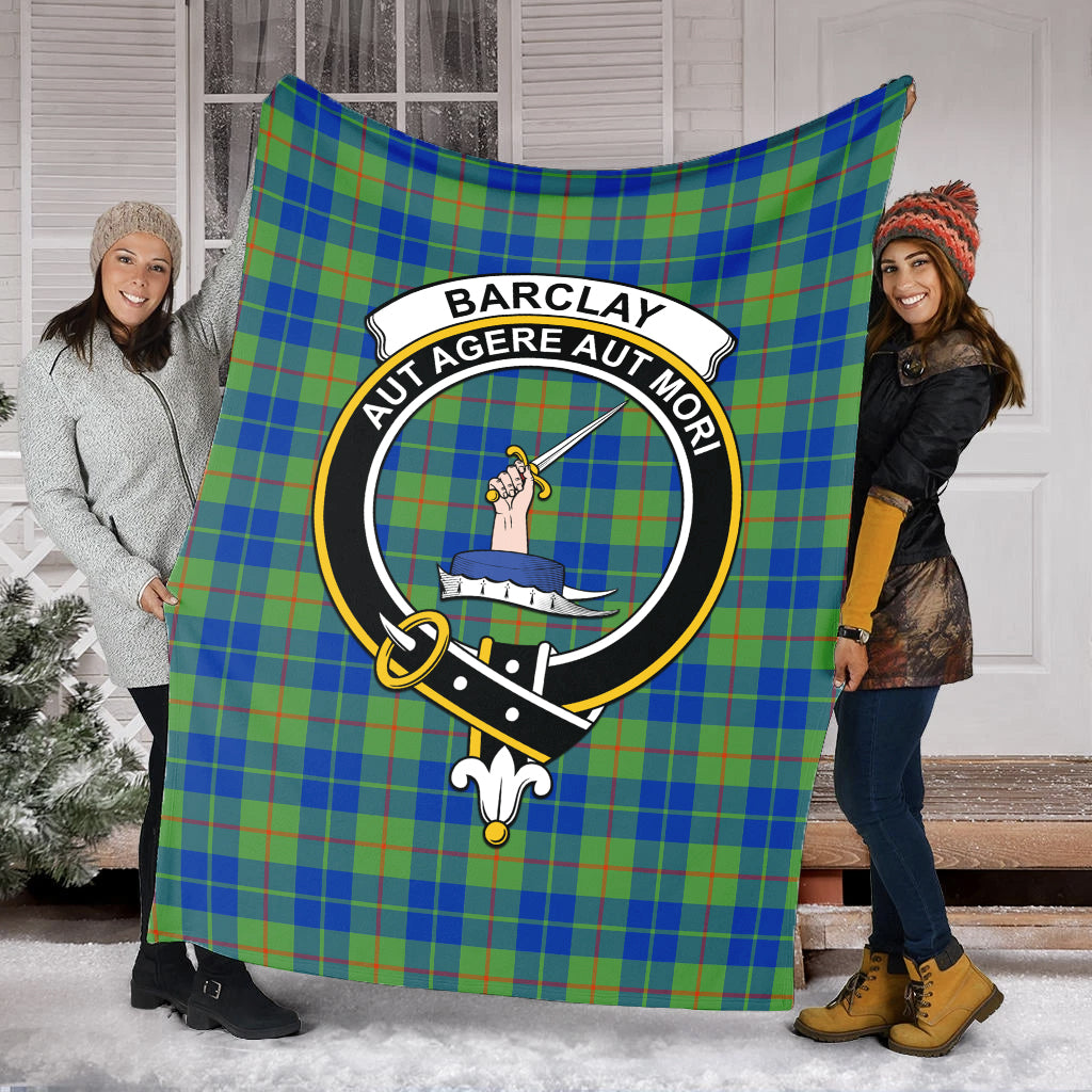 Barclay Hunting Ancient Tartan Blanket with Family Crest - Tartanvibesclothing