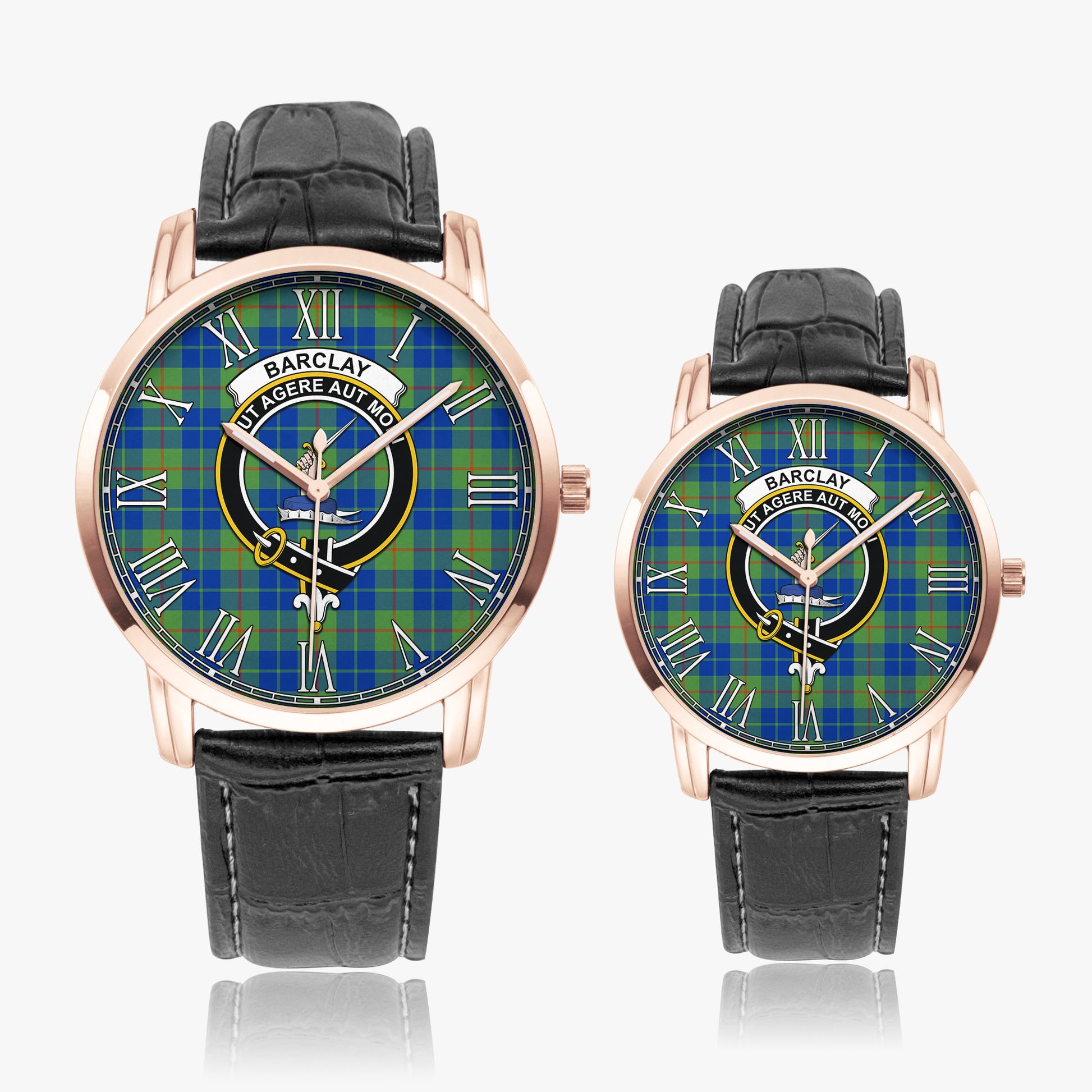 Barclay Hunting Ancient Tartan Family Crest Leather Strap Quartz Watch - Tartanvibesclothing