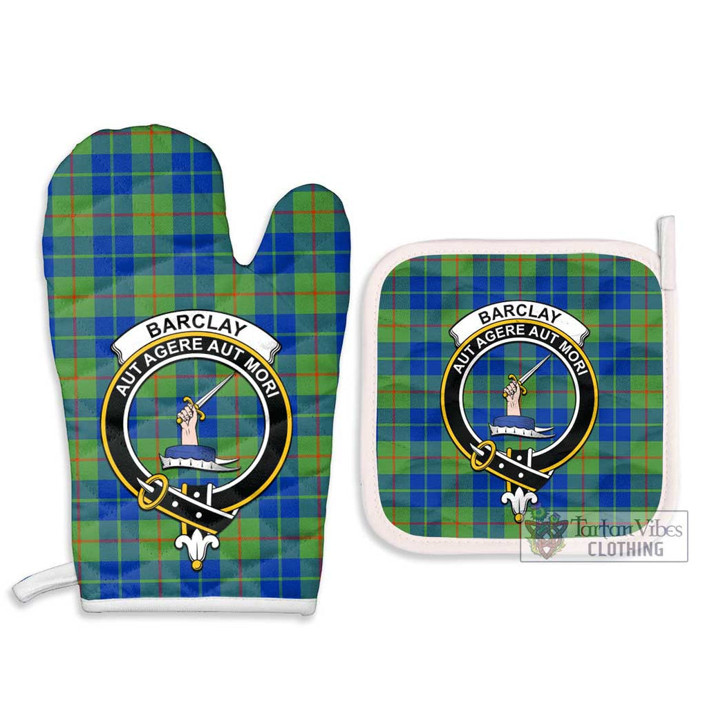 Barclay Hunting Ancient Tartan Combo Oven Mitt & Pot-Holder with Family Crest Combo 1 Oven Mitt & 2 Pot-Holder White - Tartan Vibes Clothing