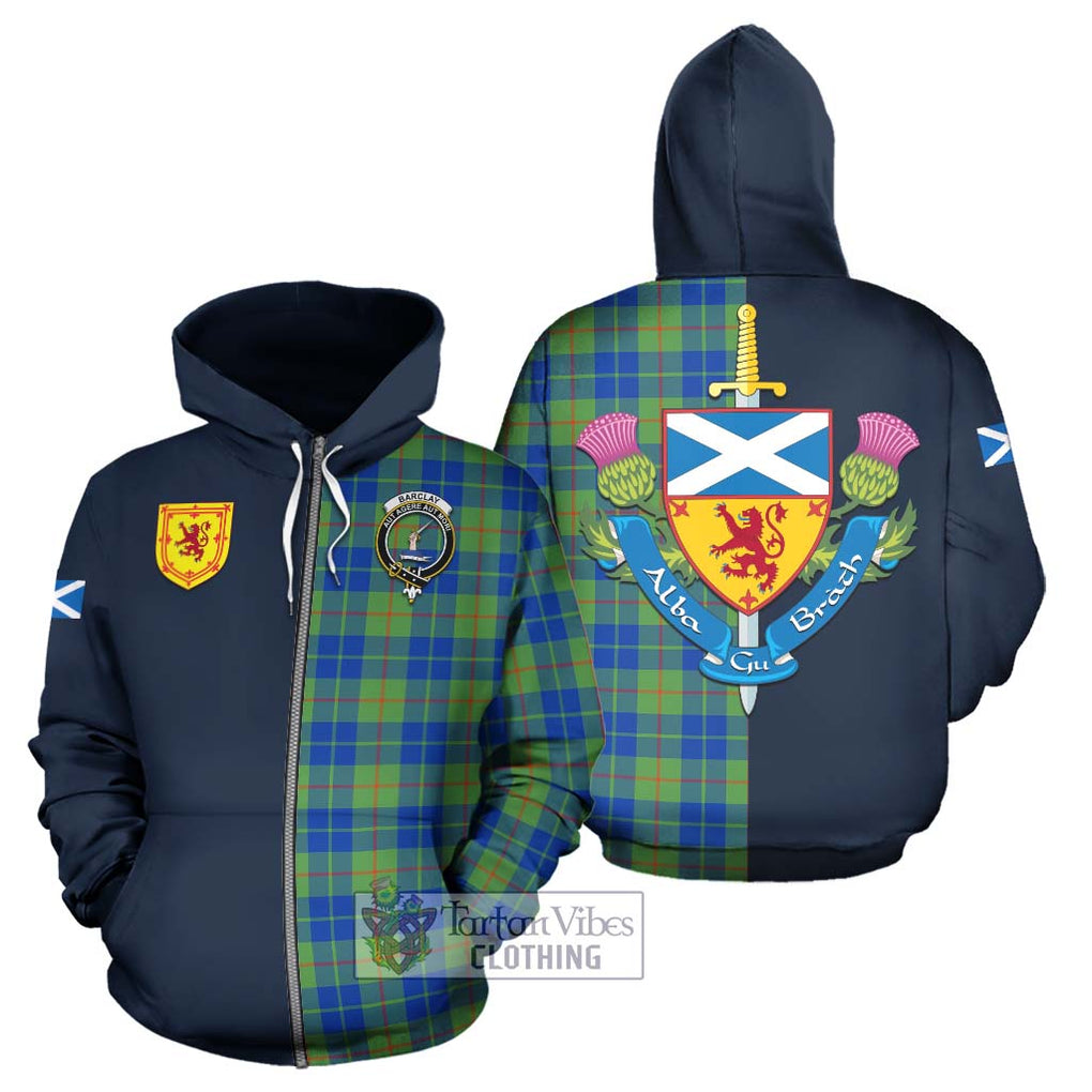 Tartan Vibes Clothing Barclay Hunting Ancient Tartan Hoodie with Scottish Lion Royal Arm Half Style