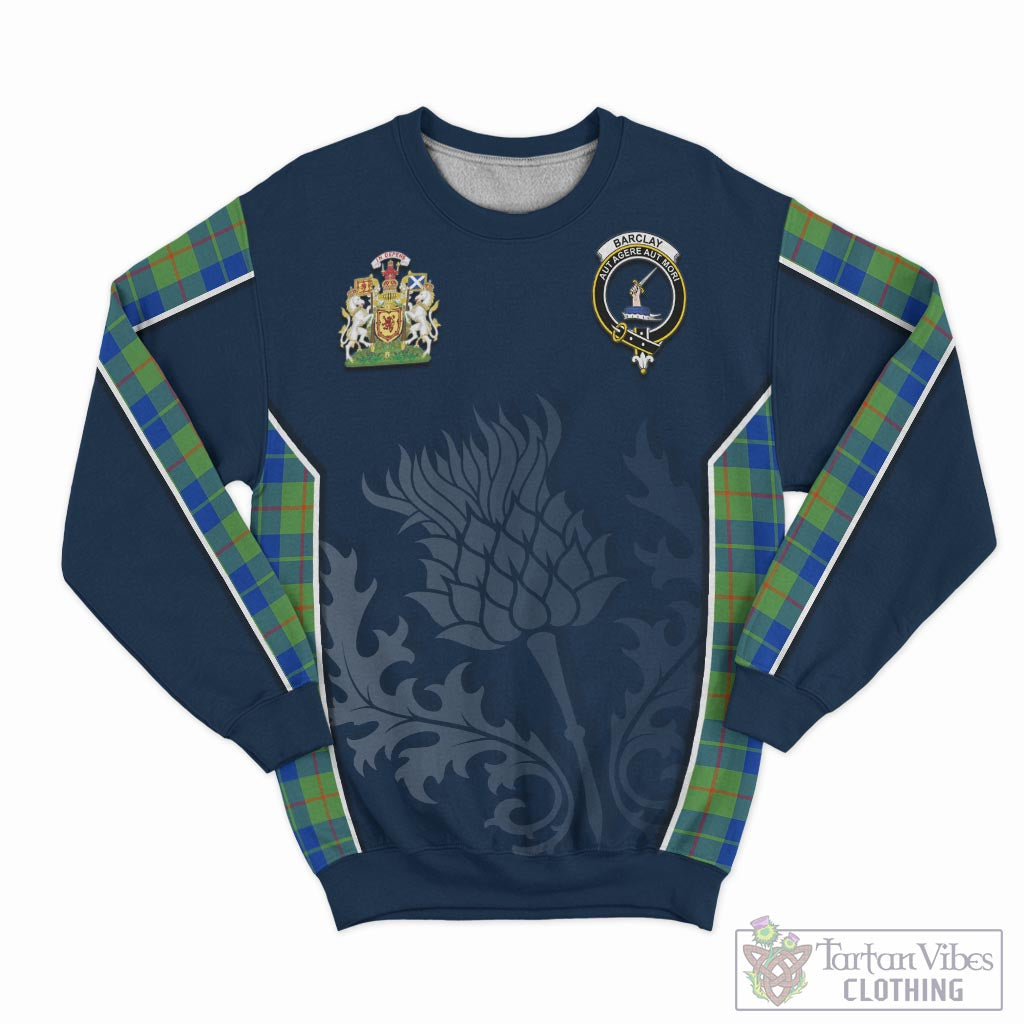 Tartan Vibes Clothing Barclay Hunting Ancient Tartan Sweatshirt with Family Crest and Scottish Thistle Vibes Sport Style