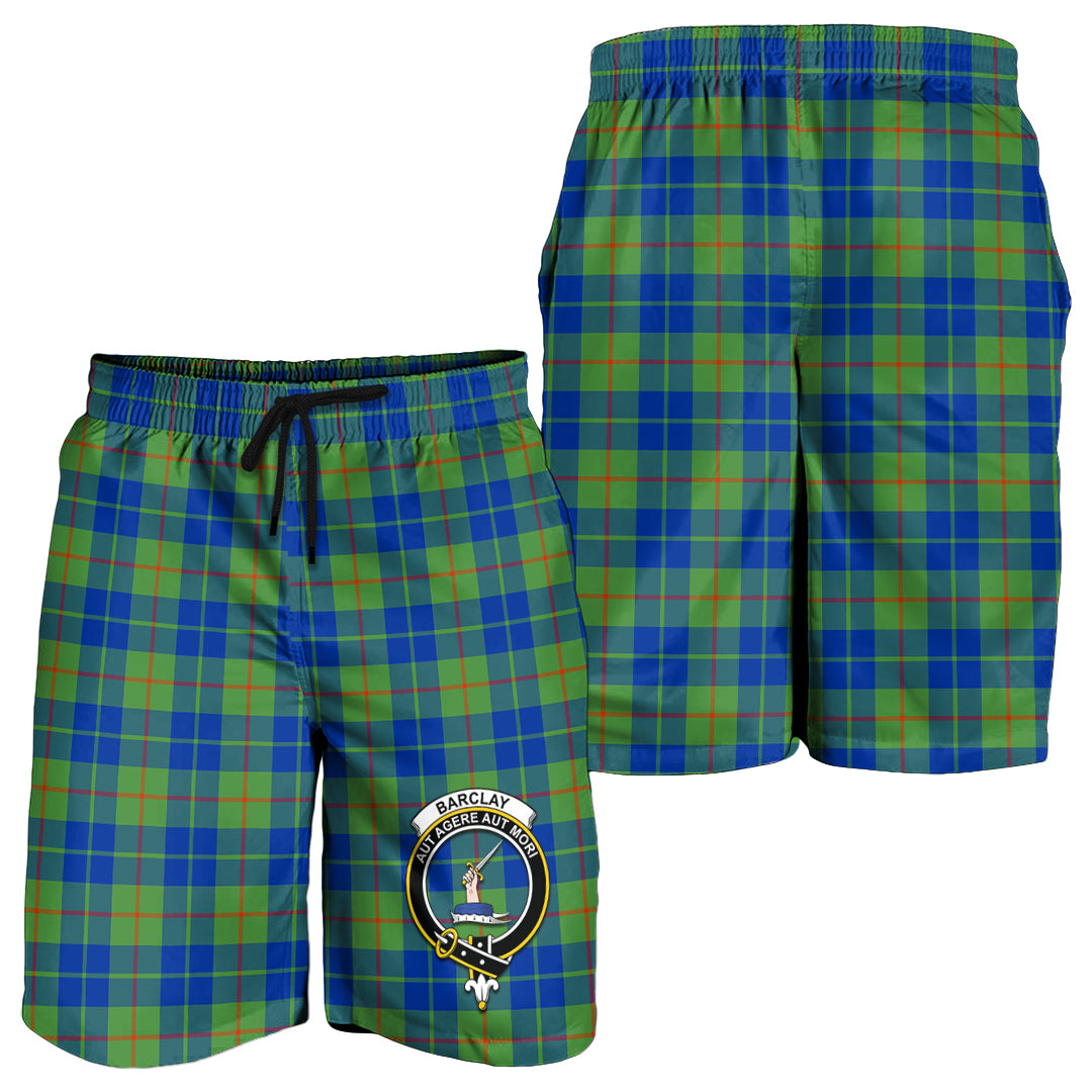 Barclay Hunting Ancient Tartan Mens Shorts with Family Crest - Tartanvibesclothing