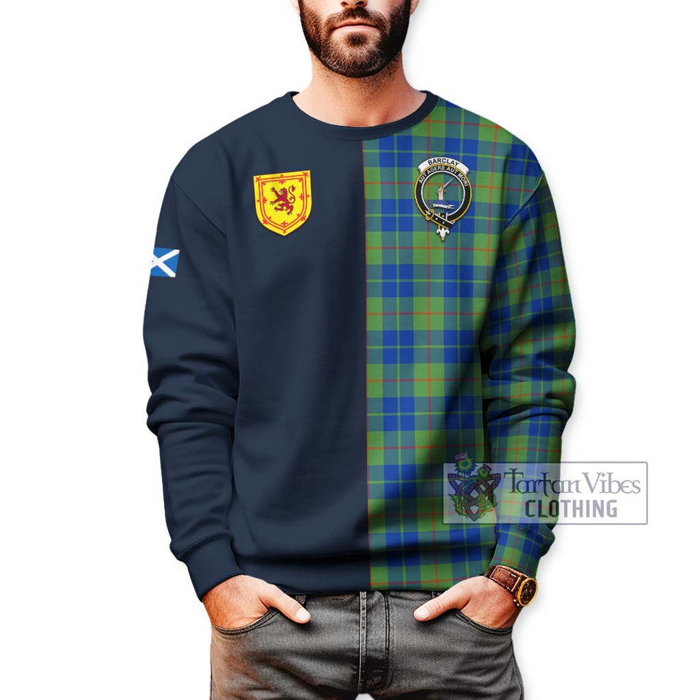 Tartan Vibes Clothing Barclay Hunting Ancient Tartan Sweatshirt with Scottish Lion Royal Arm Half Style