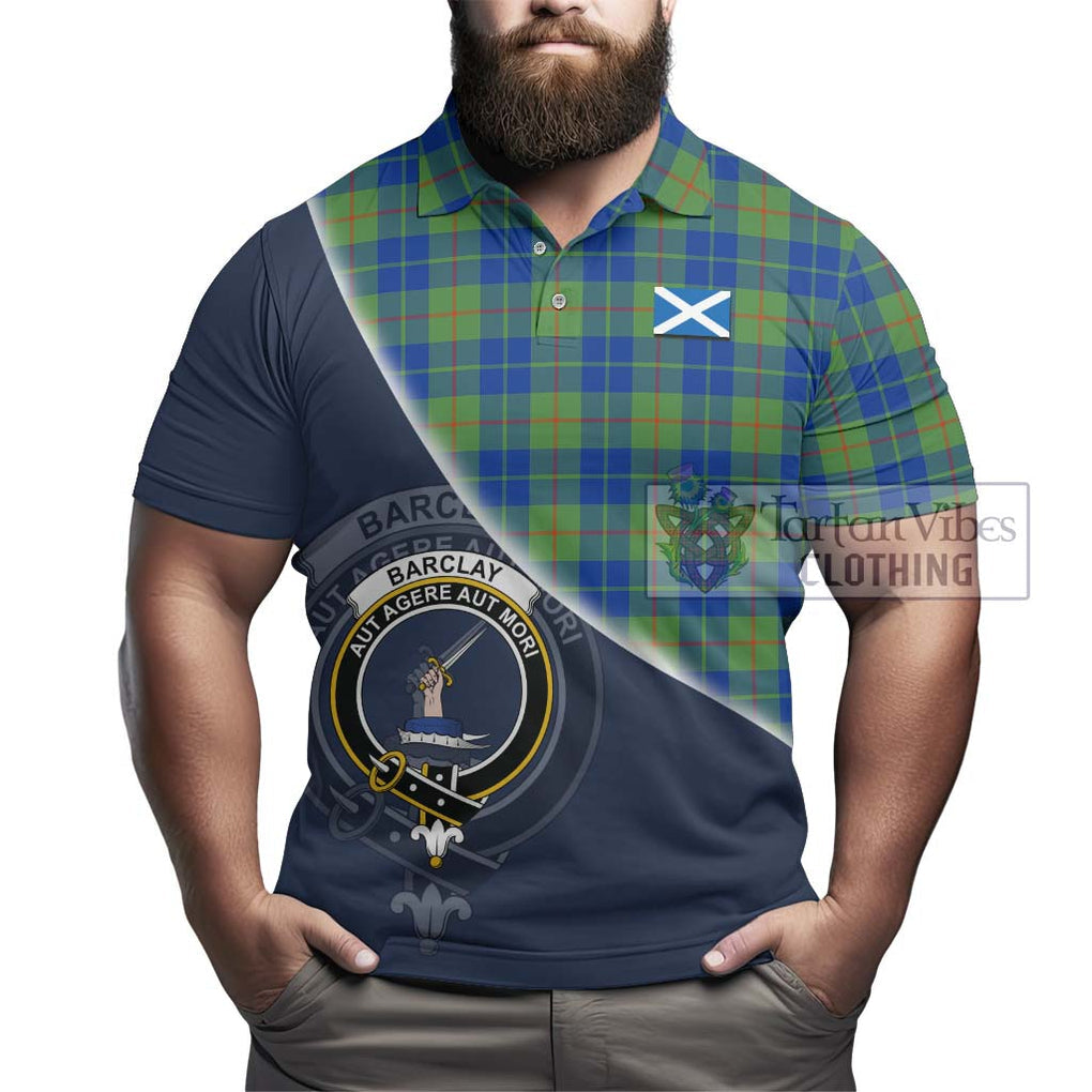 Barclay Hunting Ancient Tartan Polo Shirt with Personalised National Flag and Family Crest Half Style - Tartanvibesclothing Shop