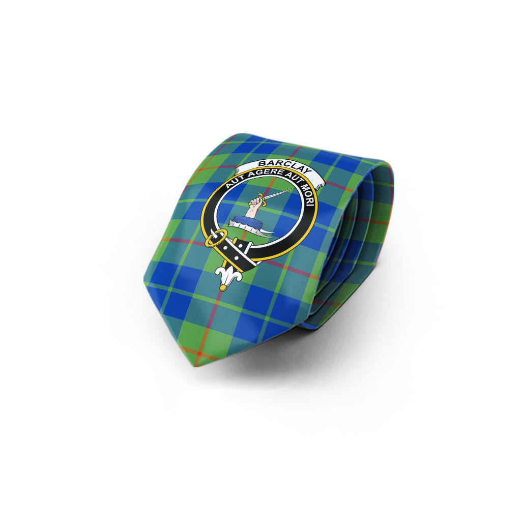 Barclay Hunting Ancient Tartan Classic Necktie with Family Crest - Tartan Vibes Clothing