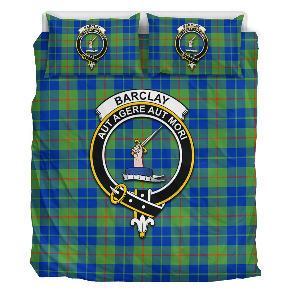 Barclay Hunting Ancient Tartan Bedding Set with Family Crest - Tartan Vibes Clothing