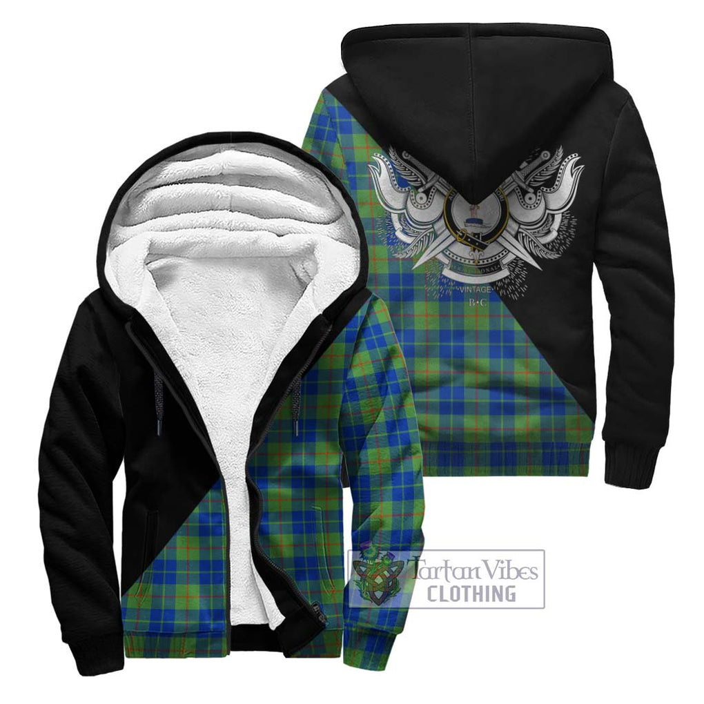 Barclay Hunting Ancient Tartan Sherpa Hoodie with Family Crest and Military Logo Style Unisex - Tartanvibesclothing Shop