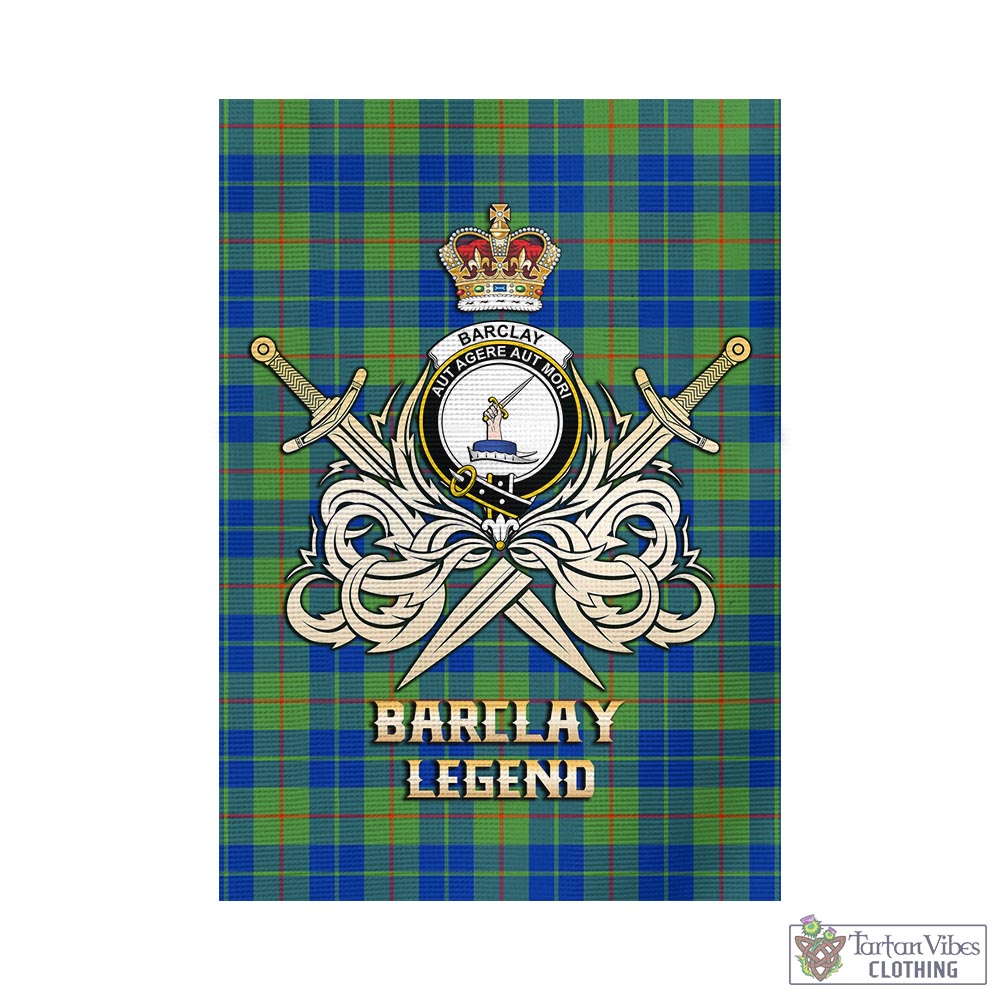 Tartan Vibes Clothing Barclay Hunting Ancient Tartan Flag with Clan Crest and the Golden Sword of Courageous Legacy