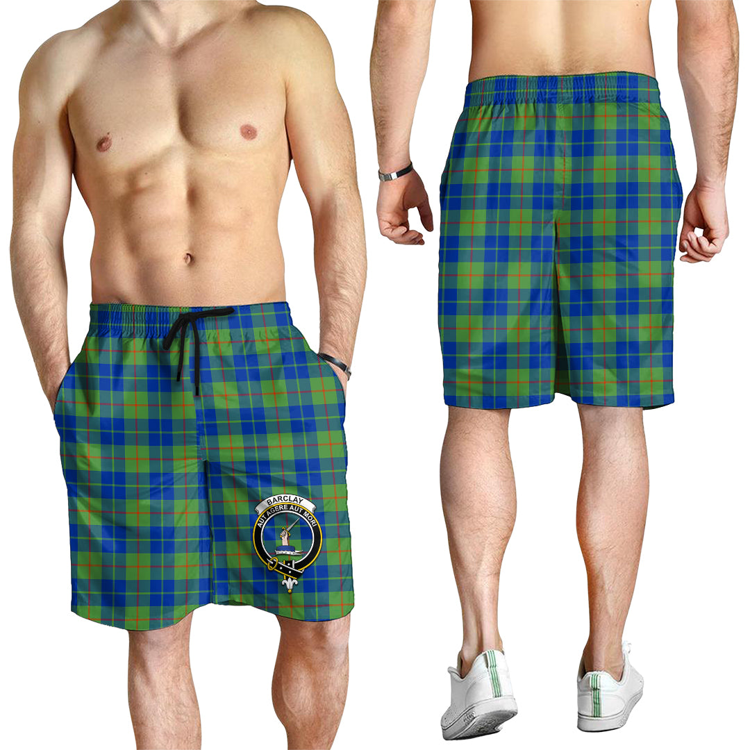 Barclay Hunting Ancient Tartan Mens Shorts with Family Crest - Tartanvibesclothing