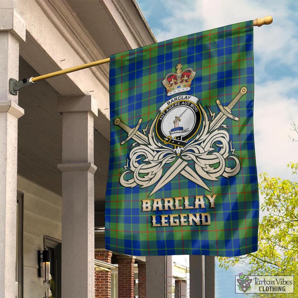 Tartan Vibes Clothing Barclay Hunting Ancient Tartan Flag with Clan Crest and the Golden Sword of Courageous Legacy