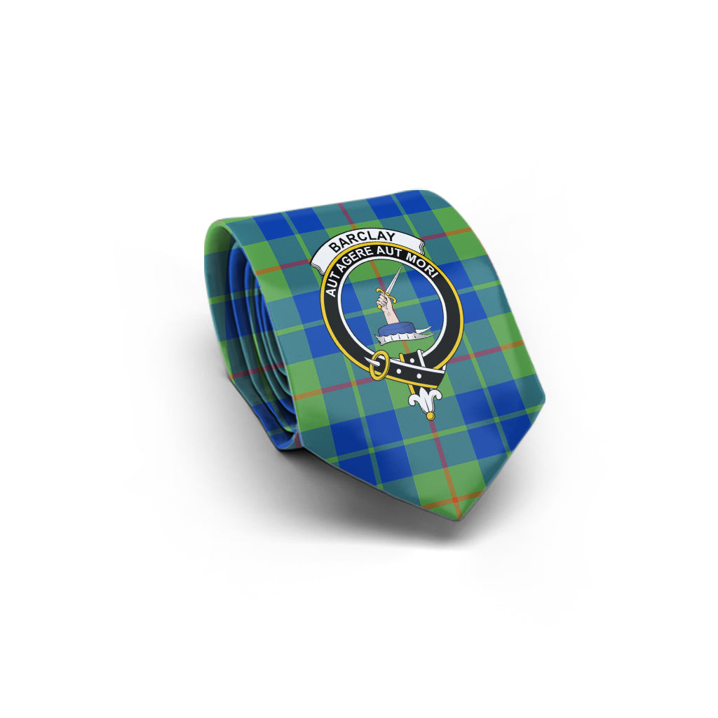 Barclay Hunting Ancient Tartan Classic Necktie with Family Crest - Tartan Vibes Clothing