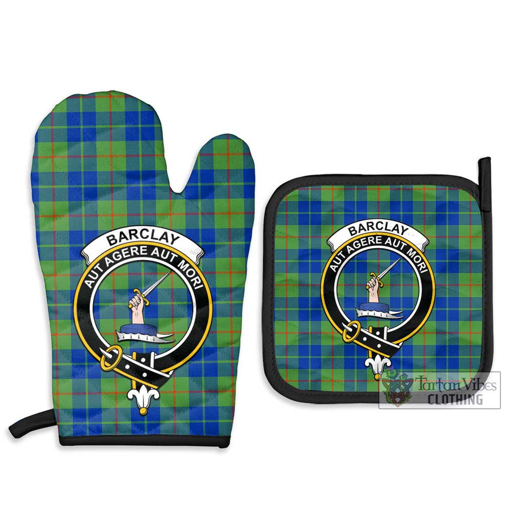 Barclay Hunting Ancient Tartan Combo Oven Mitt & Pot-Holder with Family Crest Combo 1 Oven Mitt & 2 Pot-Holder Black - Tartan Vibes Clothing