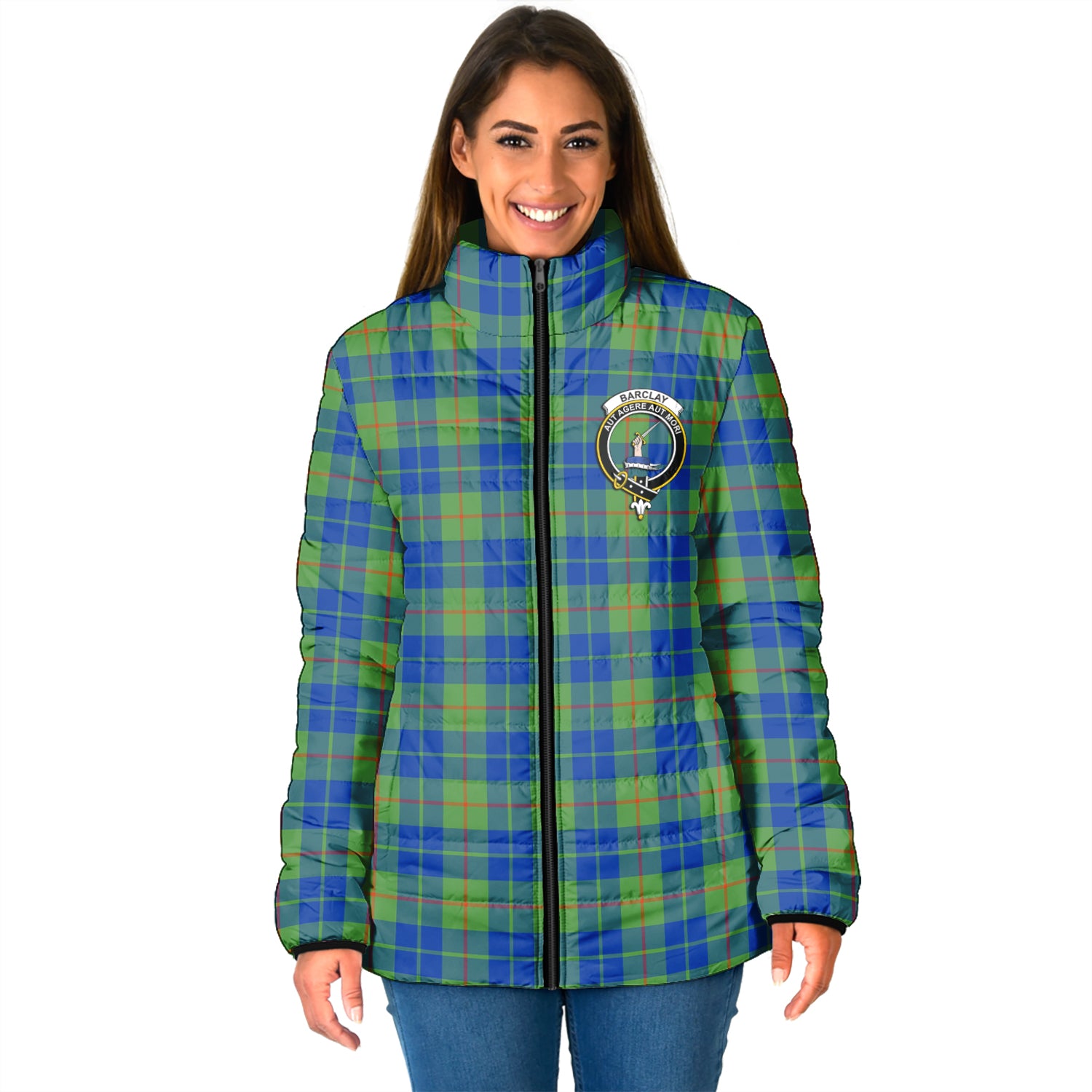 Barclay Hunting Ancient Tartan Padded Jacket with Family Crest - Tartan Vibes Clothing