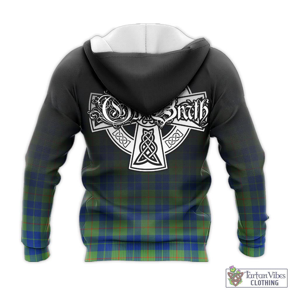 Tartan Vibes Clothing Barclay Hunting Ancient Tartan Knitted Hoodie Featuring Alba Gu Brath Family Crest Celtic Inspired