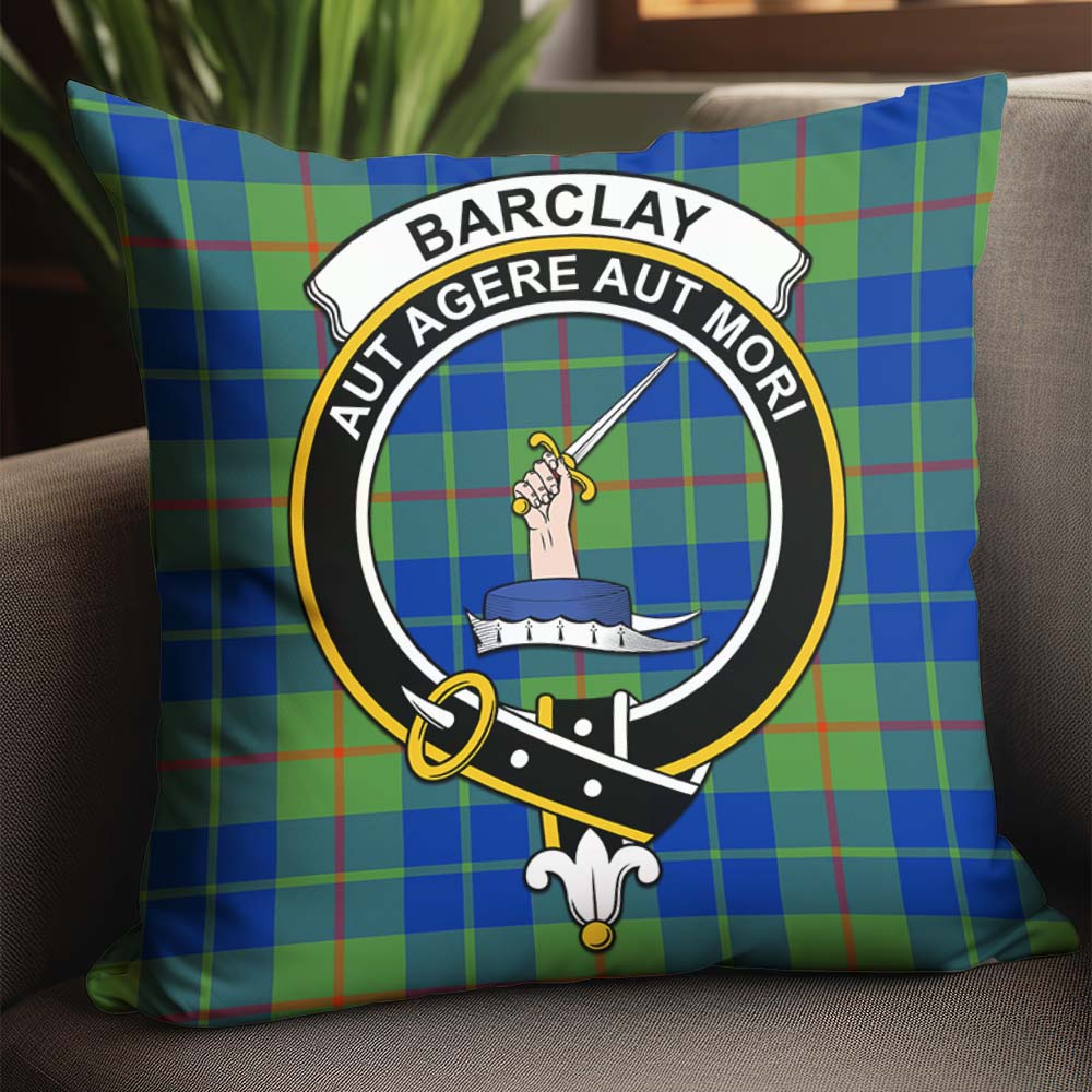 Barclay Hunting Ancient Tartan Pillow Cover with Family Crest - Tartanvibesclothing