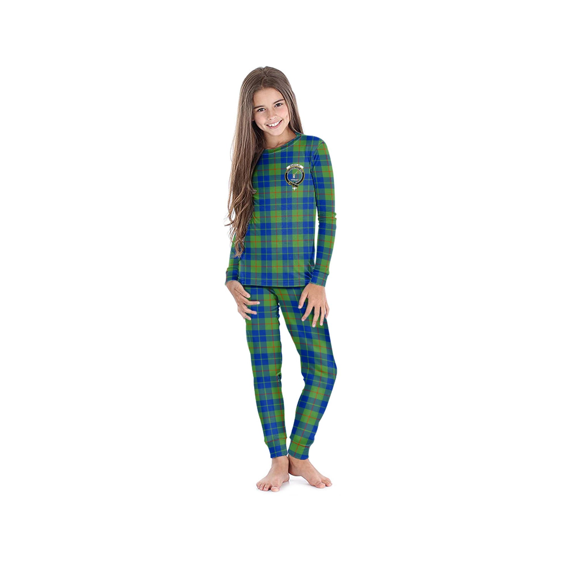 Barclay Hunting Ancient Tartan Pajamas Family Set with Family Crest - Tartan Vibes Clothing