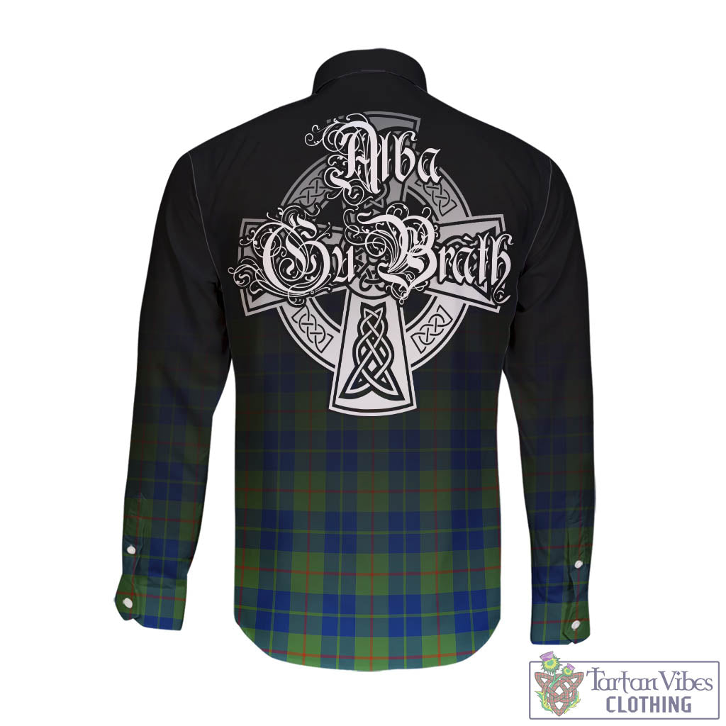 Tartan Vibes Clothing Barclay Hunting Ancient Tartan Long Sleeve Button Up Featuring Alba Gu Brath Family Crest Celtic Inspired