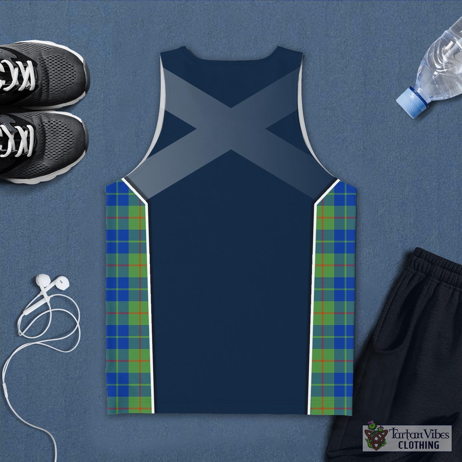 Tartan Vibes Clothing Barclay Hunting Ancient Tartan Men's Tanks Top with Family Crest and Scottish Thistle Vibes Sport Style