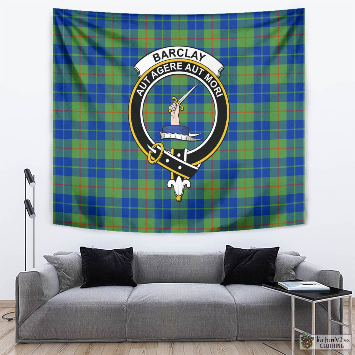 Tartan Vibes Clothing Barclay Hunting Ancient Tartan Tapestry Wall Hanging and Home Decor for Room with Family Crest