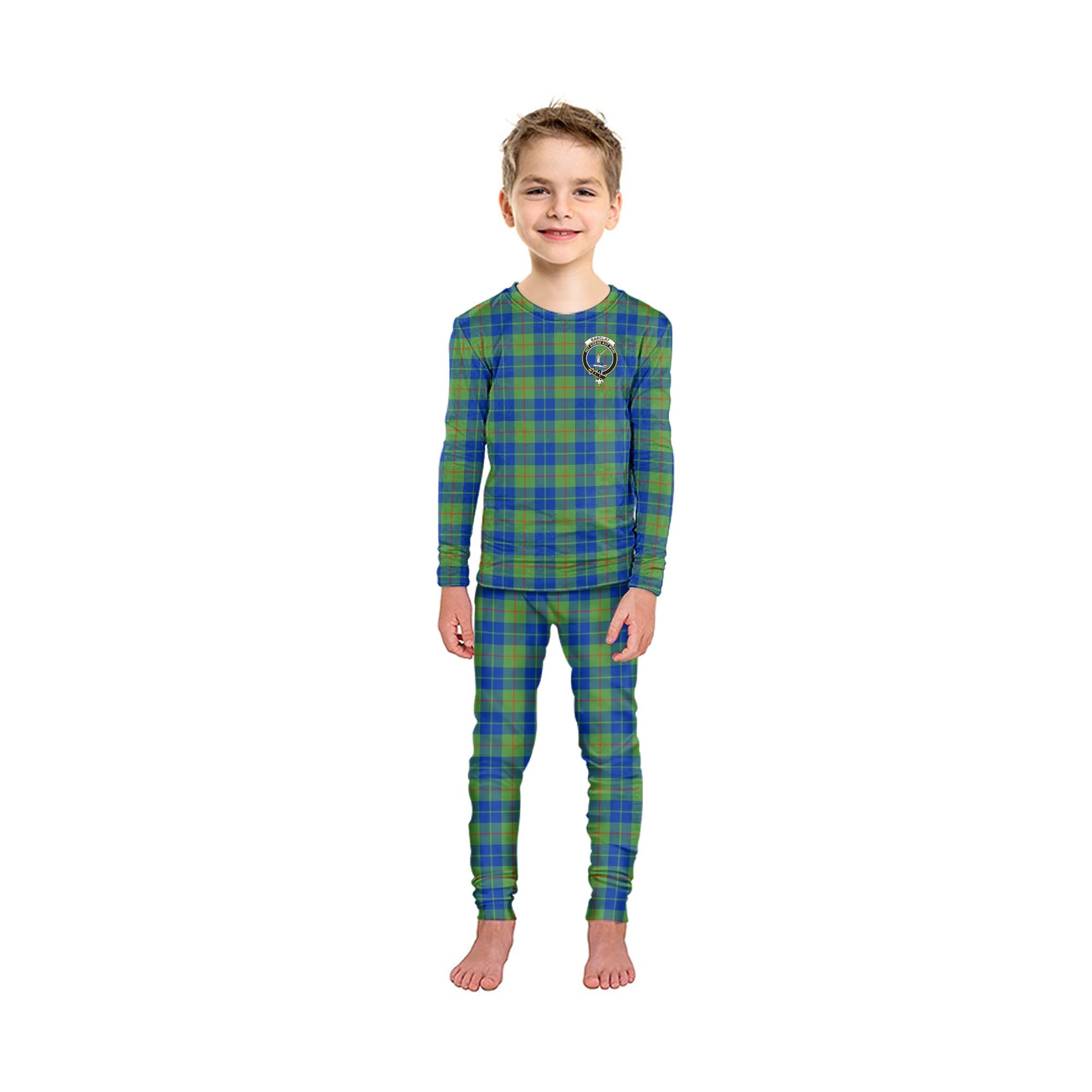 Barclay Hunting Ancient Tartan Pajamas Family Set with Family Crest - Tartan Vibes Clothing