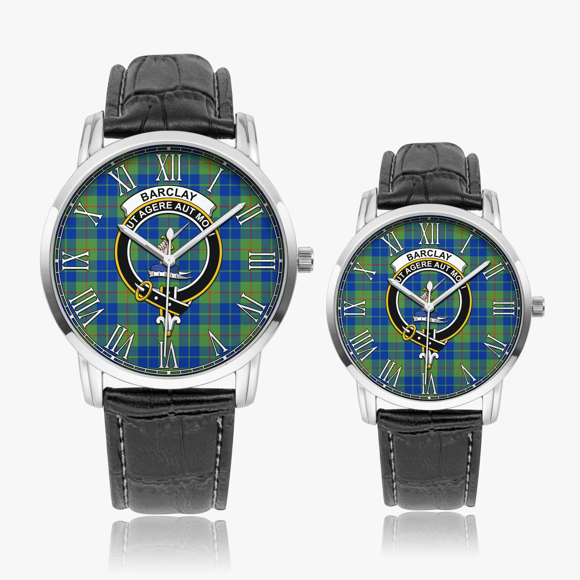 Barclay Hunting Ancient Tartan Family Crest Leather Strap Quartz Watch - Tartanvibesclothing