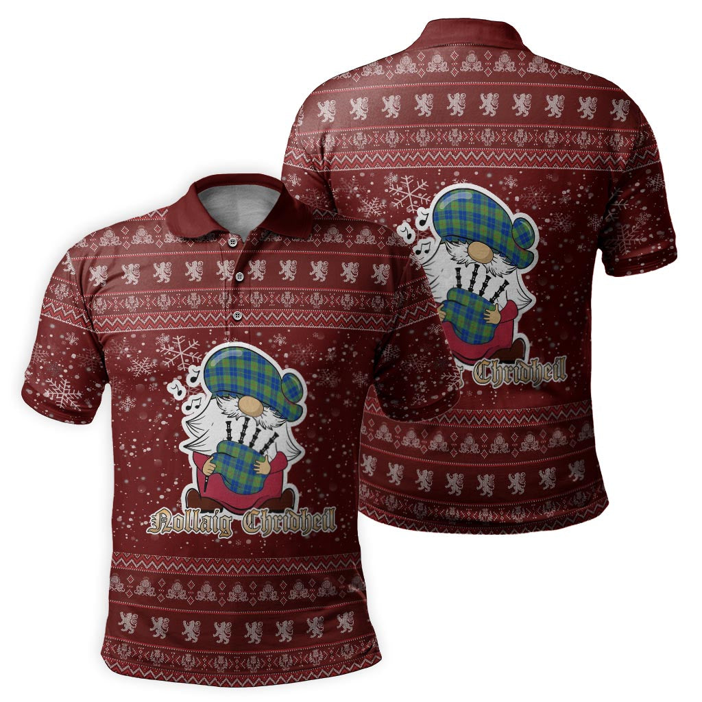 Barclay Hunting Ancient Clan Christmas Family Polo Shirt with Funny Gnome Playing Bagpipes - Tartanvibesclothing