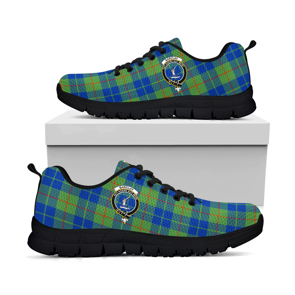 Barclay Hunting Ancient Tartan Sneakers with Family Crest - Tartan Vibes Clothing