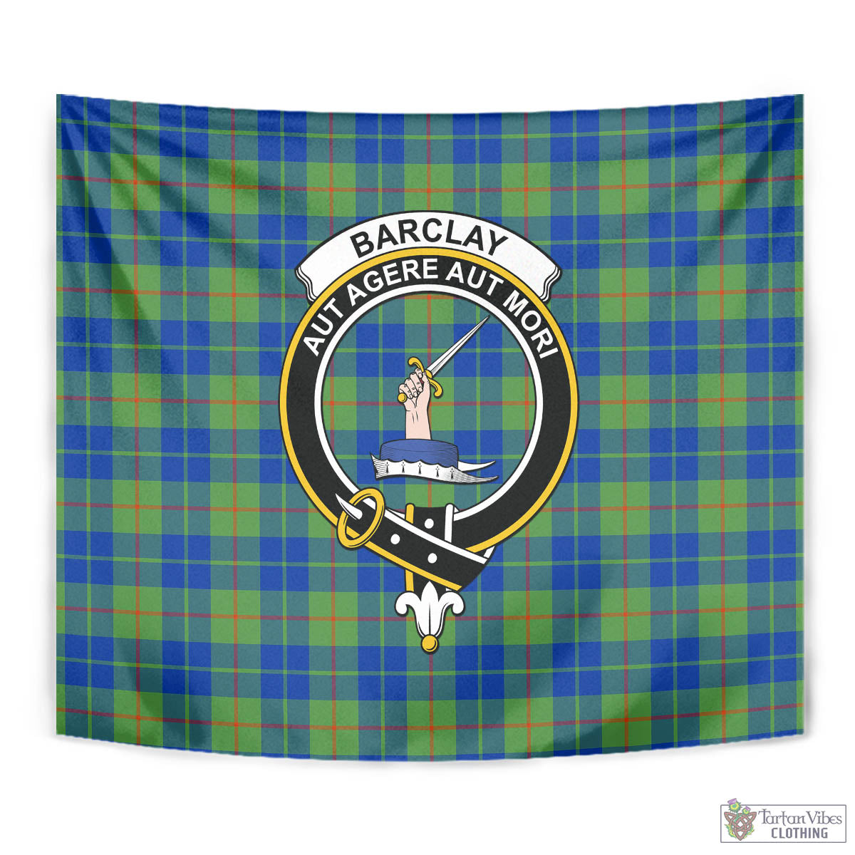 Tartan Vibes Clothing Barclay Hunting Ancient Tartan Tapestry Wall Hanging and Home Decor for Room with Family Crest