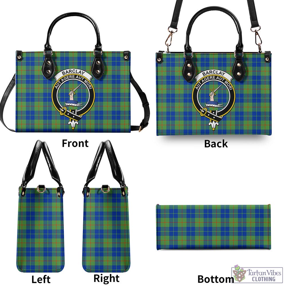 Tartan Vibes Clothing Barclay Hunting Ancient Tartan Luxury Leather Handbags with Family Crest