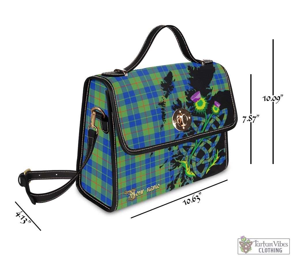 Tartan Vibes Clothing Barclay Hunting Ancient Tartan Waterproof Canvas Bag with Scotland Map and Thistle Celtic Accents