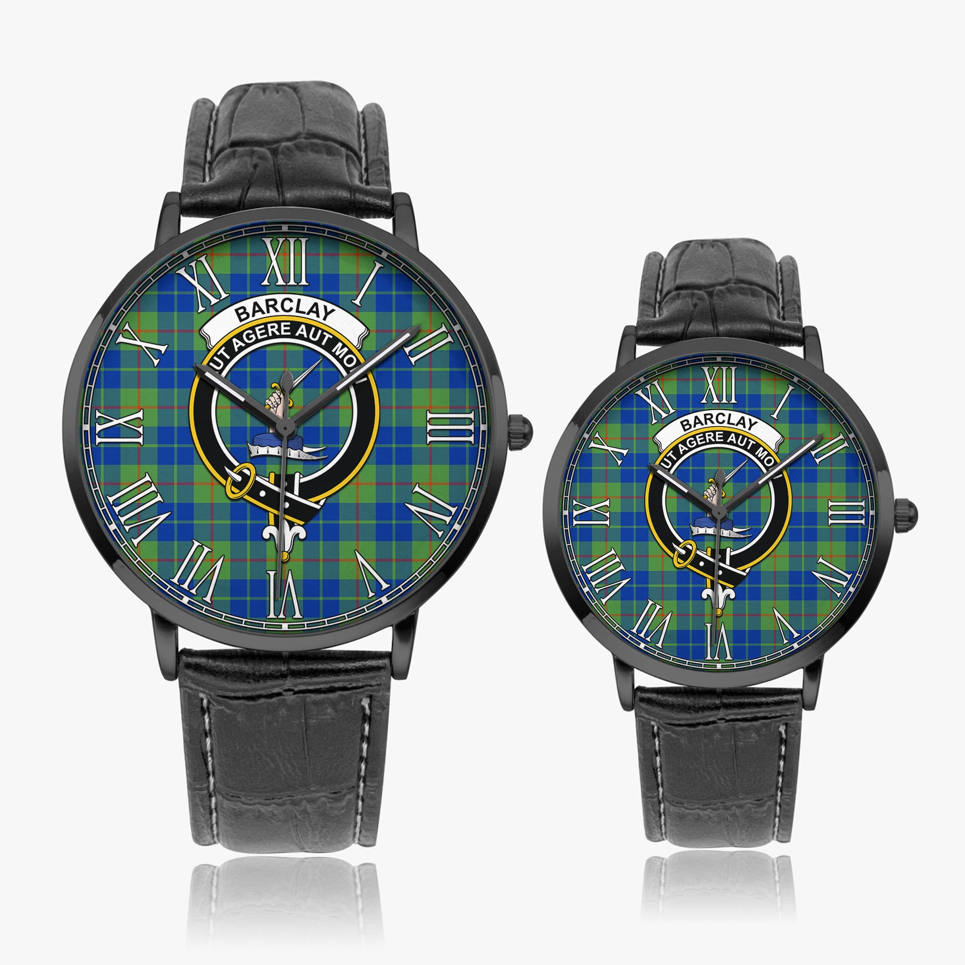 Barclay Hunting Ancient Tartan Family Crest Leather Strap Quartz Watch - Tartanvibesclothing