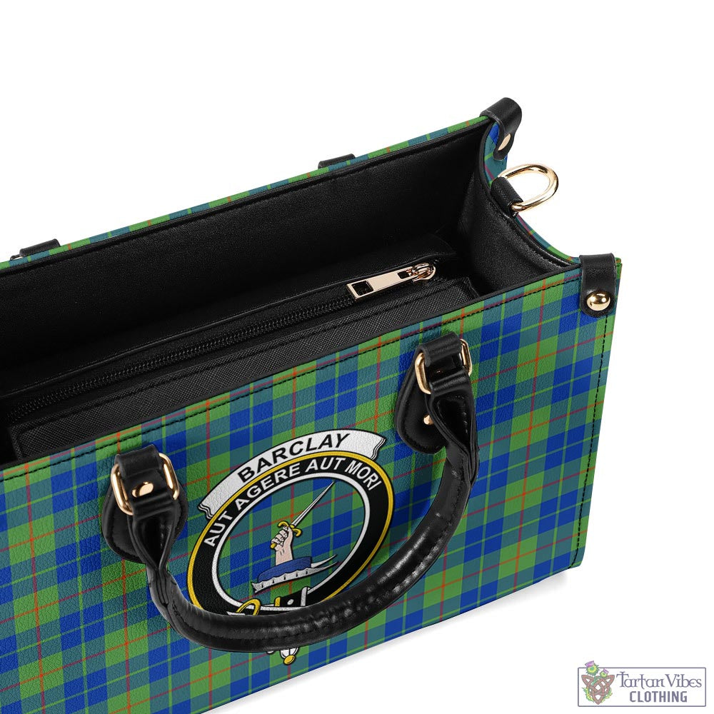 Tartan Vibes Clothing Barclay Hunting Ancient Tartan Luxury Leather Handbags with Family Crest