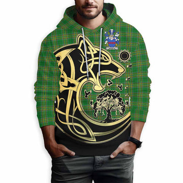 Bareth Irish Tartan Hoodie with Coat of Arms Celtic Wolf Style Pullover Hoodie - Tartan Vibes Clothing