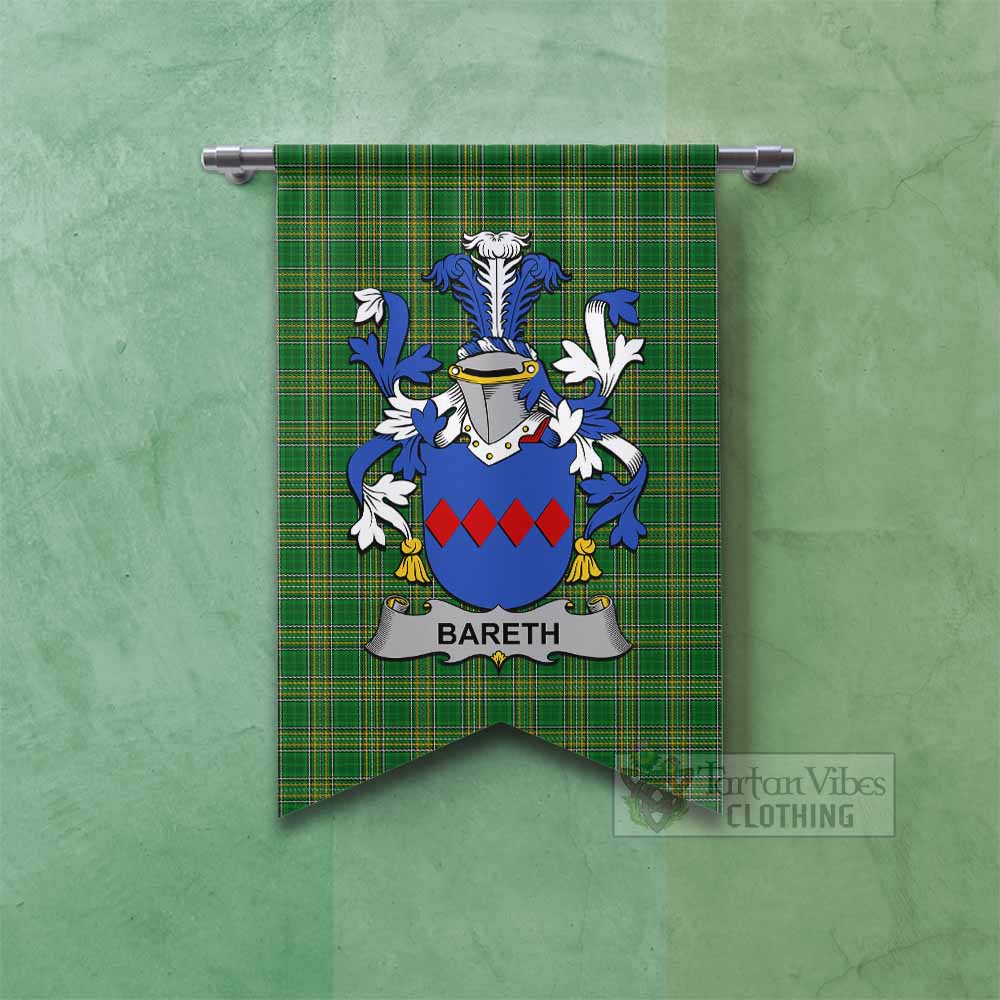 Bareth Irish Clan Tartan Gonfalon, Tartan Banner with Coat of Arms Fishtail - Tartan Vibes Clothing