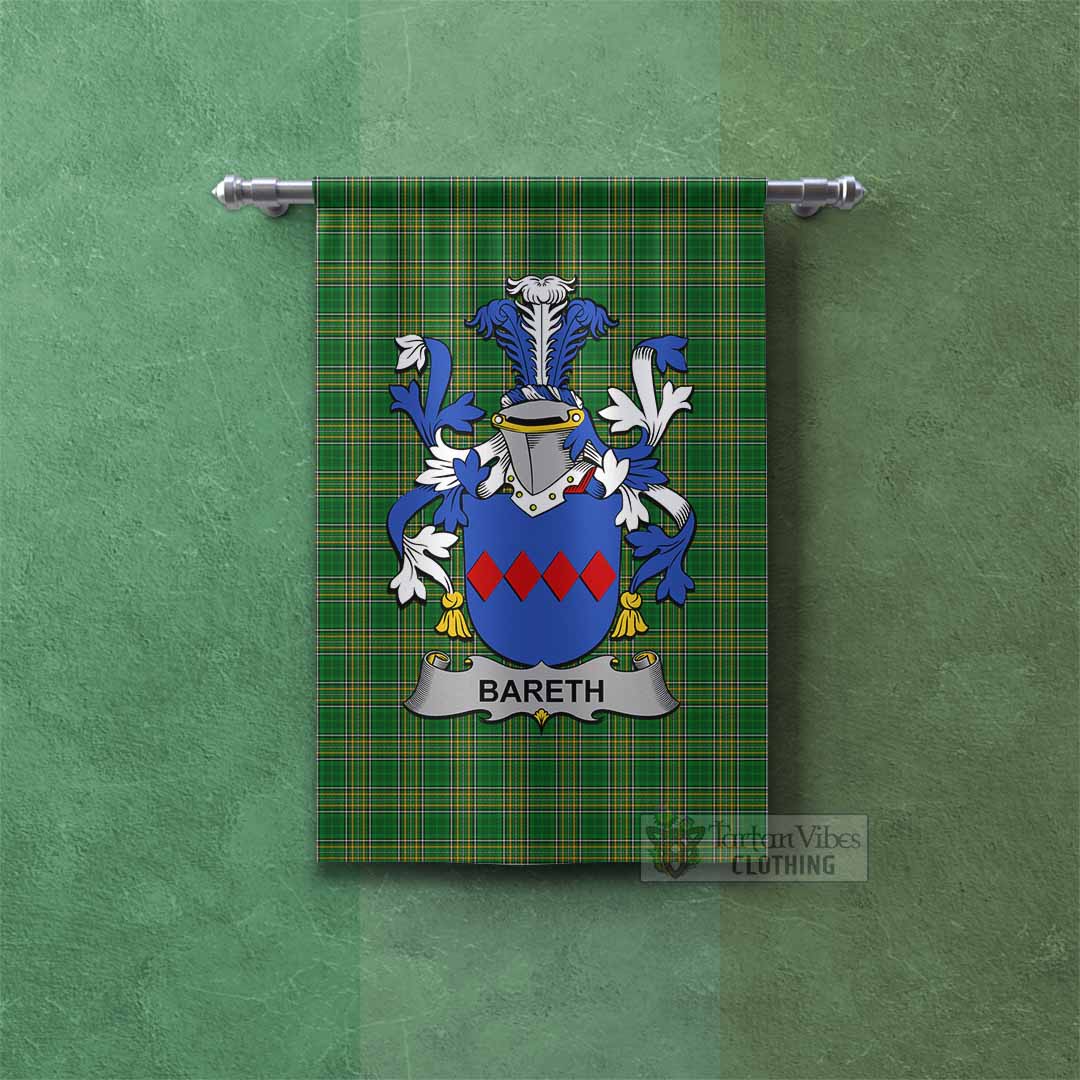 Bareth Irish Clan Tartan Gonfalon, Tartan Banner with Coat of Arms Rectangle - Tartan Vibes Clothing