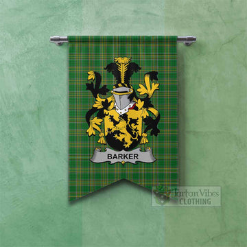 Barker Irish Clan Tartan Gonfalon, Tartan Banner with Coat of Arms Fishtail - Tartan Vibes Clothing