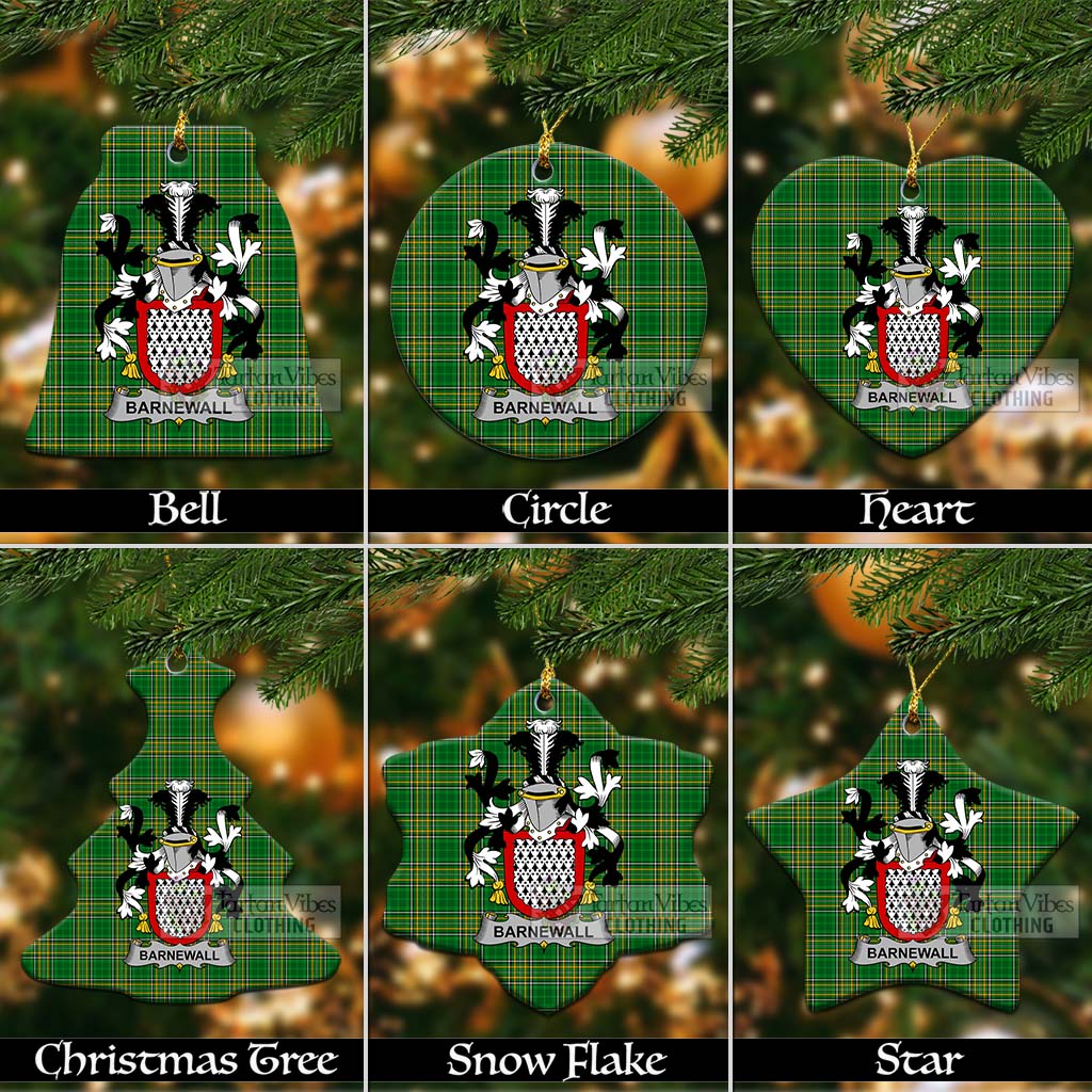 Tartan Vibes Clothing Barnewall Irish Clan Tartan Christmas Ceramic Ornament with Coat of Arms