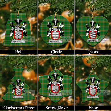 Barnewall Irish Clan Tartan Christmas Ceramic Ornament with Coat of Arms