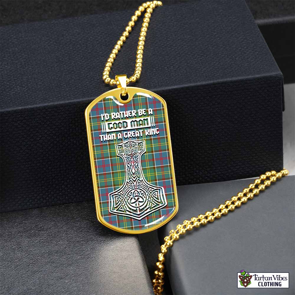 Barr Tartan Dog Tag Necklace Viking Mjolnir Style Gold No - Tartan Vibes Clothing