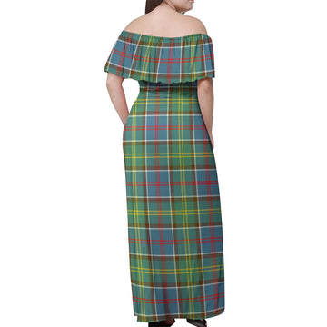 Barr Tartan Off Shoulder Long Dress