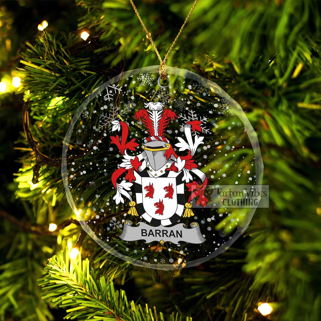 Tartan Vibes Clothing Barran Irish Clan Christmas Glass Ornament with Coat of Arms