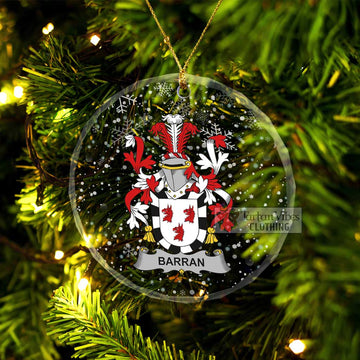 Barran Irish Clan Christmas Glass Ornament with Coat of Arms