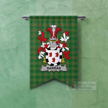 Barran Irish Clan Tartan Gonfalon, Tartan Banner with Coat of Arms Fishtail - Tartan Vibes Clothing