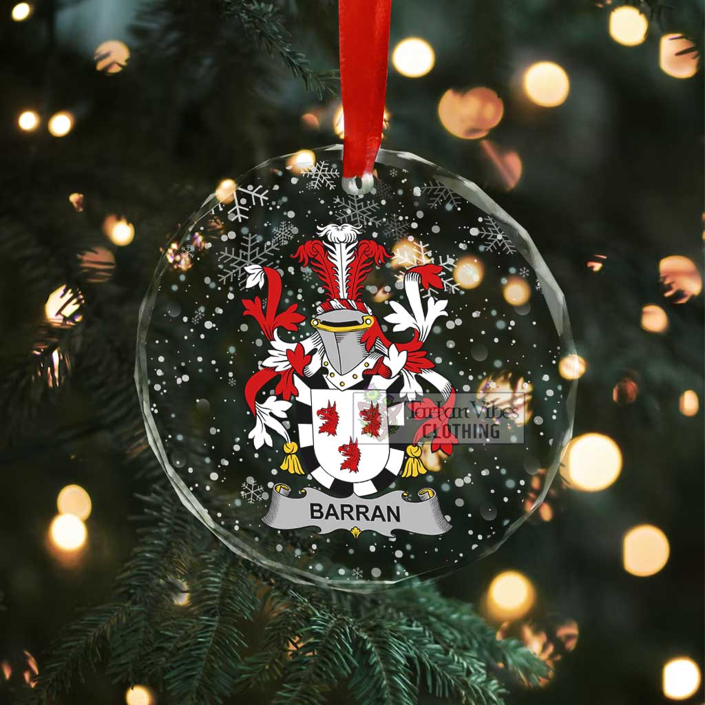 Tartan Vibes Clothing Barran Irish Clan Christmas Glass Ornament with Coat of Arms