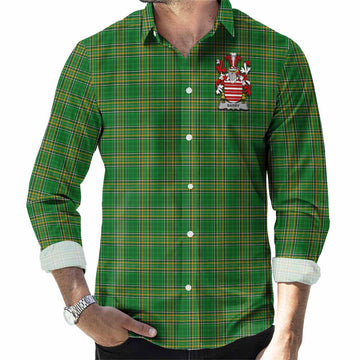 Barry Irish Clan Tartan Long Sleeve Button Up with Coat of Arms