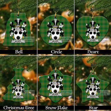 Basile Irish Clan Tartan Christmas Ceramic Ornament with Coat of Arms