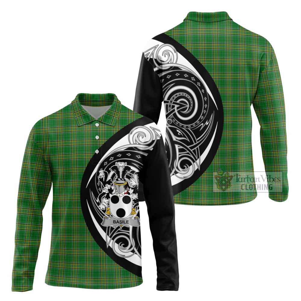 Basile Irish Clan Long Sleeve Polo Shirt Celtic Circle Style - Tartan Vibes Clothing