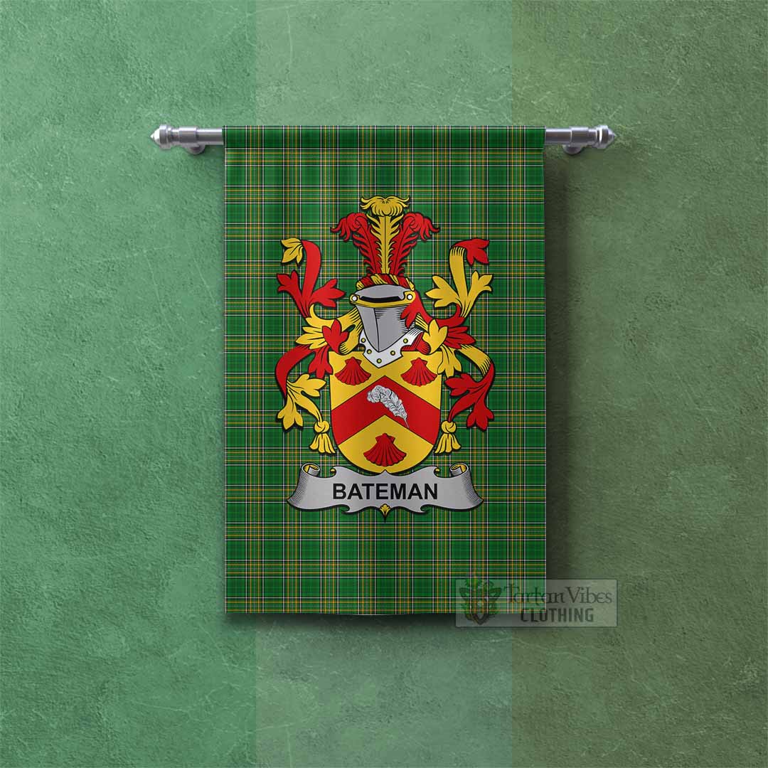 Bateman Irish Clan Tartan Gonfalon, Tartan Banner with Coat of Arms Rectangle - Tartan Vibes Clothing