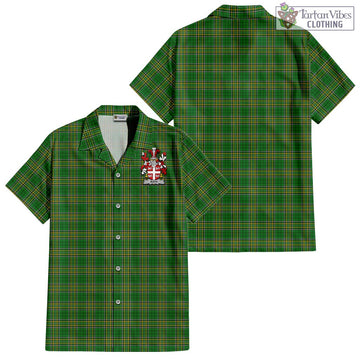 Bath Irish Clan Tartan Short Sleeve Button Up with Coat of Arms